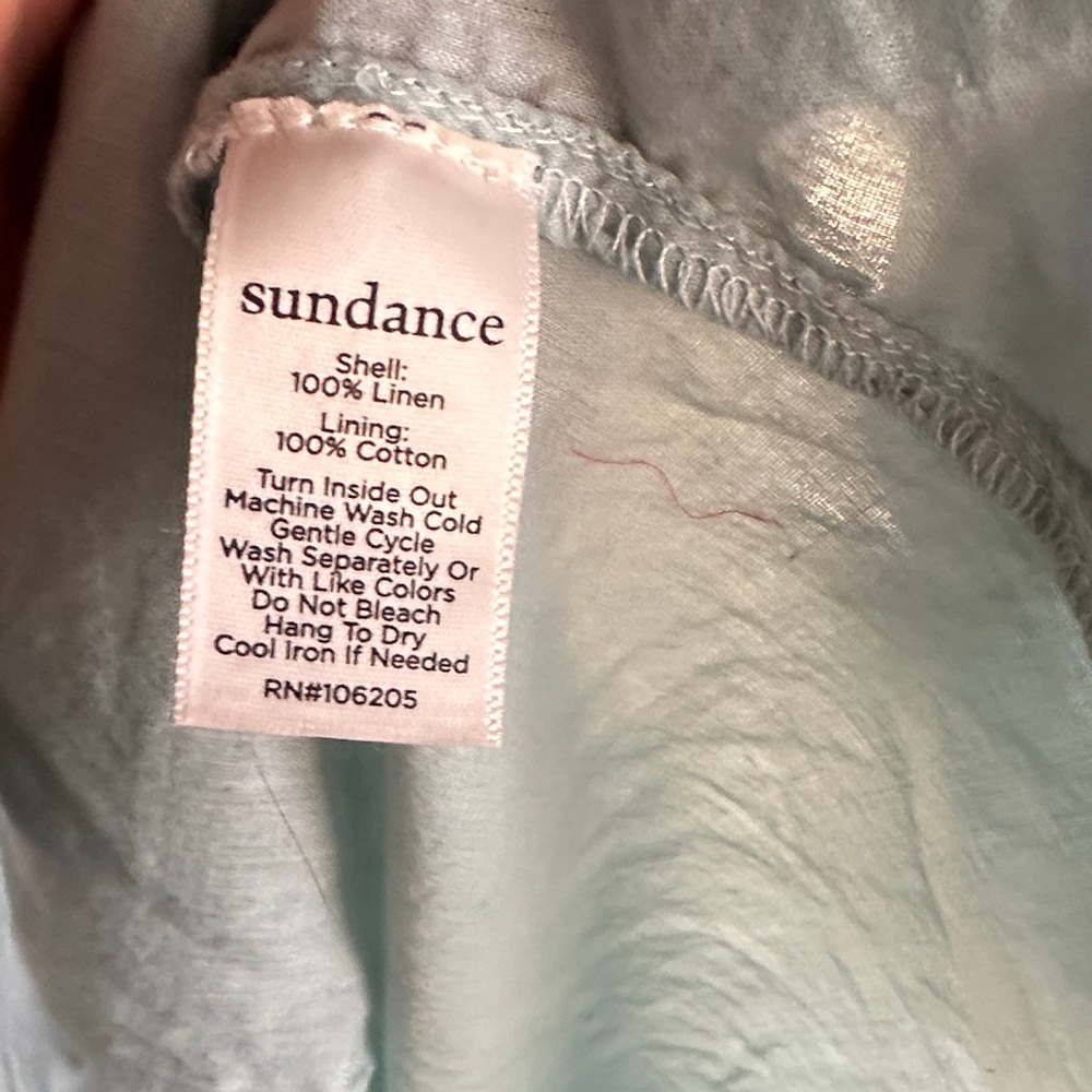 Sundance Linen Long Sleeve Dress Light Blue Dress S - Picture 4 of 12
